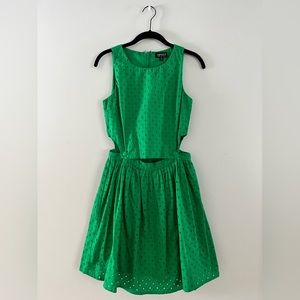 Topshop Green Eyelet Pinafore Dress Size 4